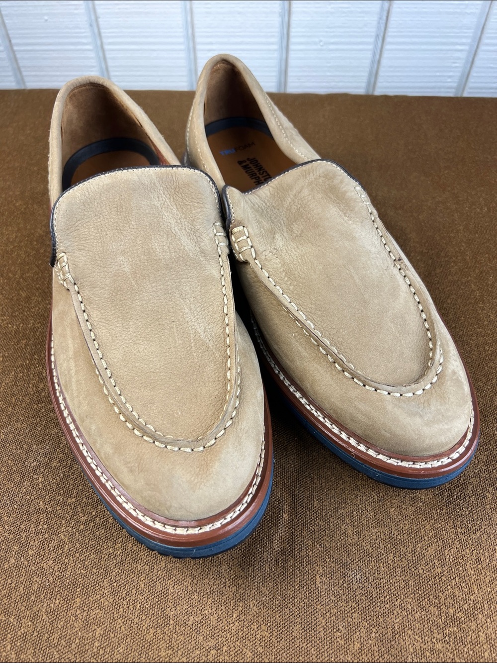 Johnston & Murphy Beige Suede Slip-On Loafers
